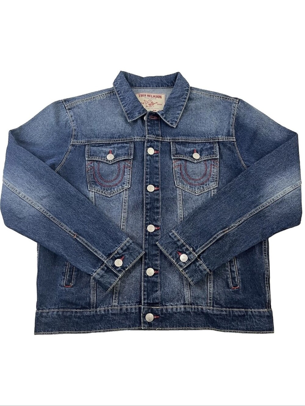 True Religion Mens XL Jesse Trucker Blue Jean Denim Jacket New 10087 - Picture 1 of 7